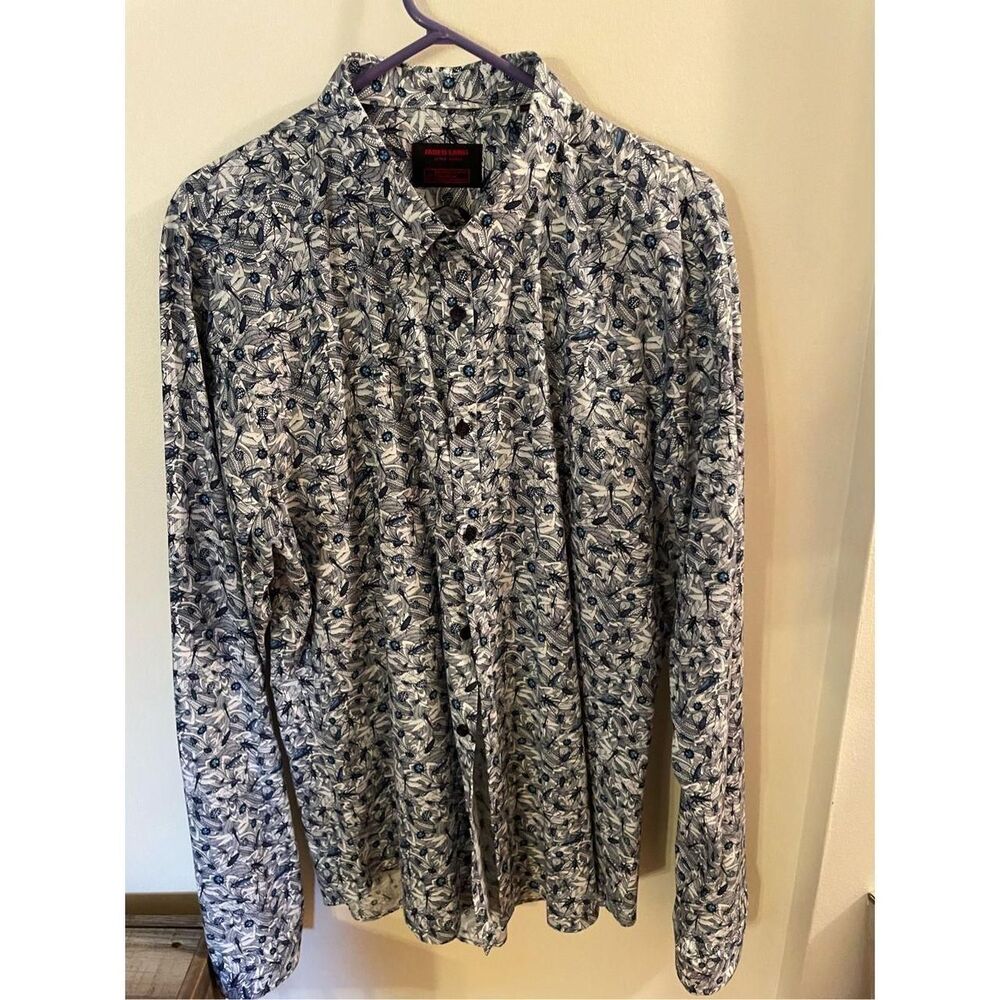 Jared-lang Men's Blue and White Shirt